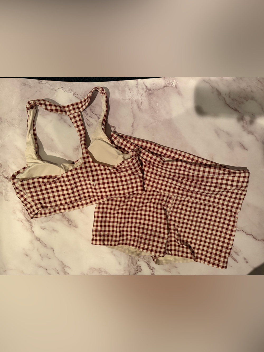 joylab brown and white sports bra and shorts set medium - Picture 4 of 4
